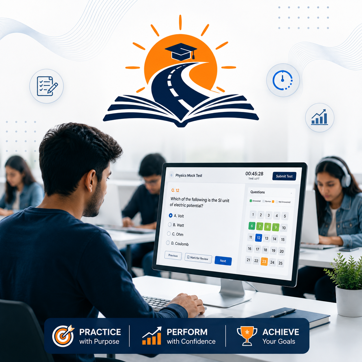Exam Marg Test Interface β Real exam simulation screen